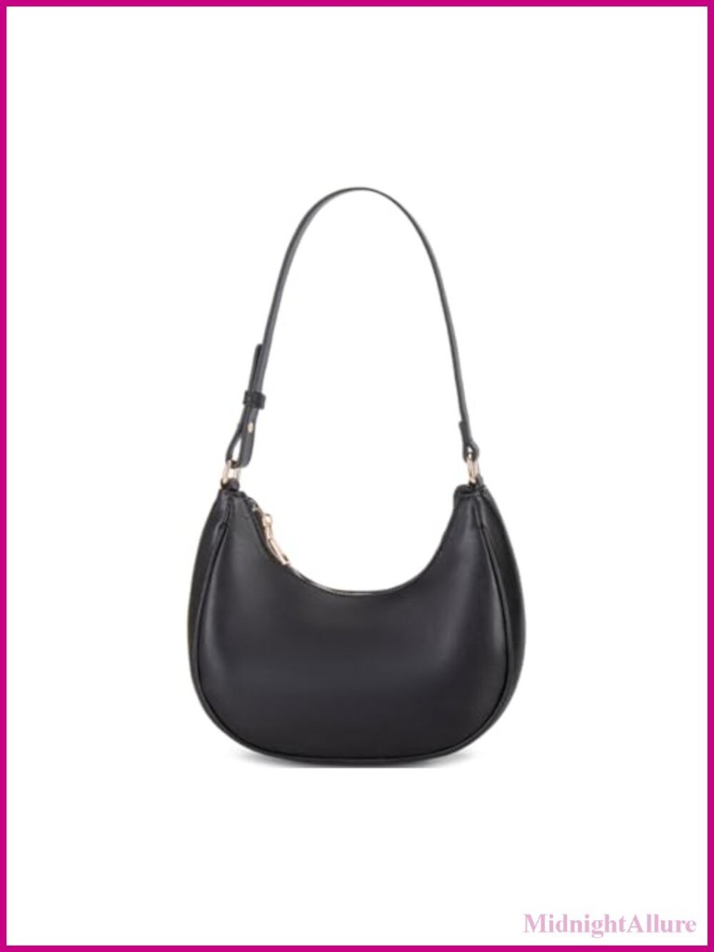 PU Leather Crescent Hobo Shoulder Bag Mini Clutch Tote Purse Zipper Closure